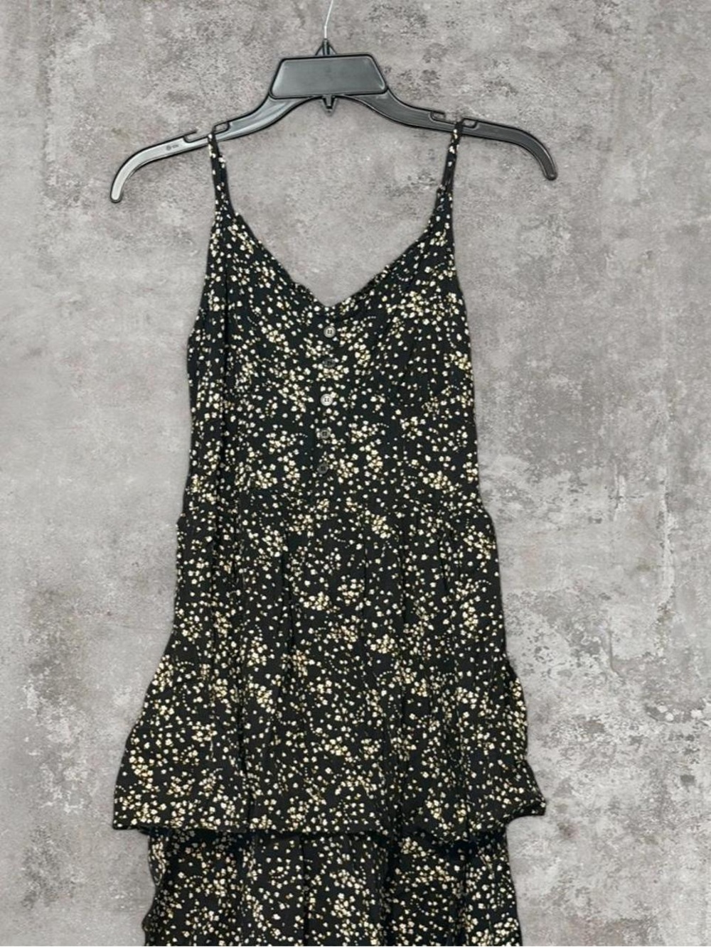 No Boundaries Black and Cream Spotted Ruffle Mini Dress M